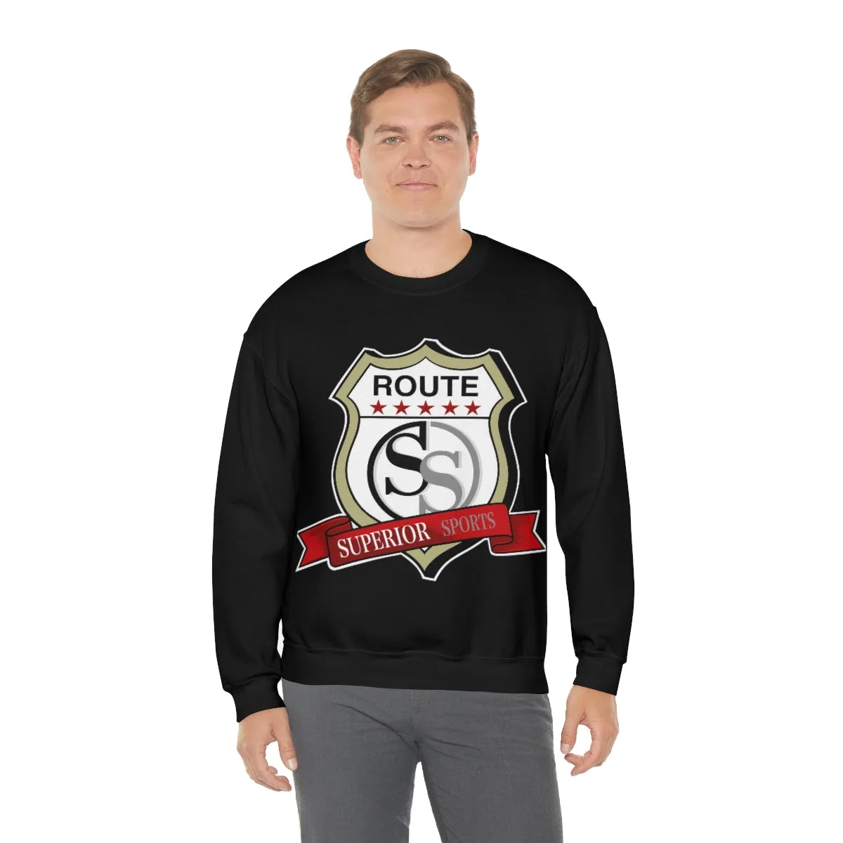Men Crewneck Sweatshirt Stretch Blend Fabric