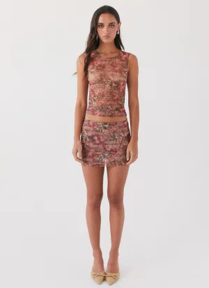Love Child Mesh Mini Skirt - Palais Floral Romantic Soft