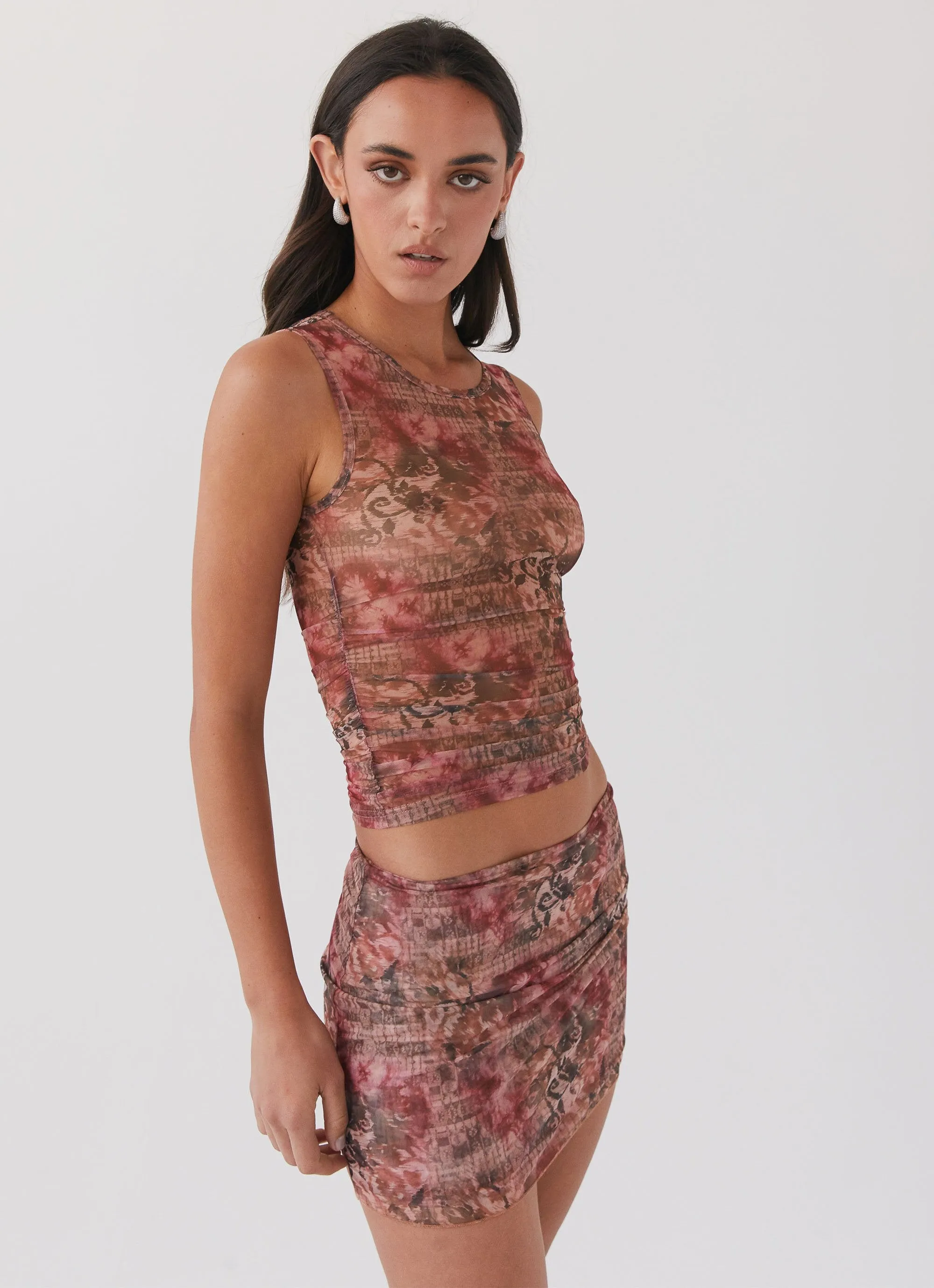 Rural Charm Fitted Base Love Child Mesh Mini Skirt - Palais Floral