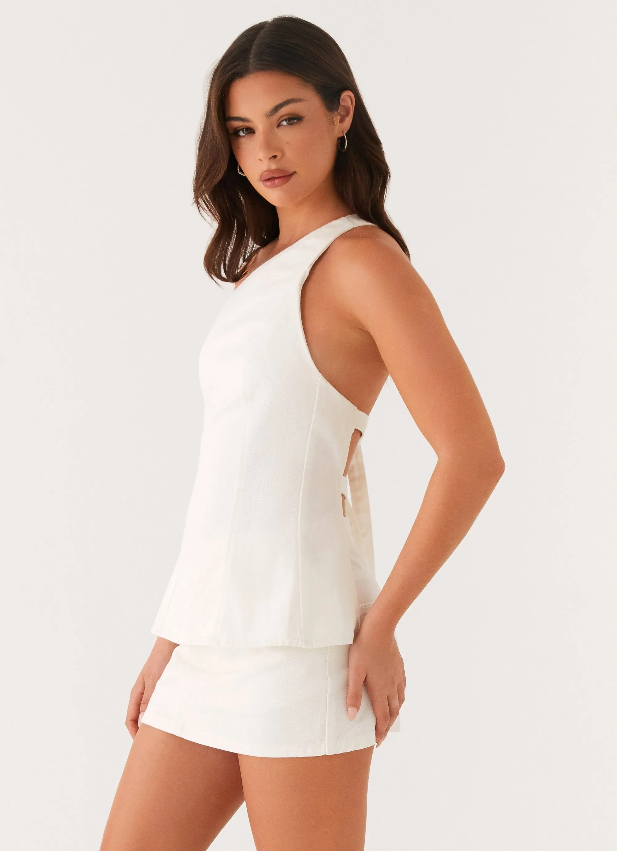 Layered Volume Maysa Low Rise Mini Skirt - Ivory