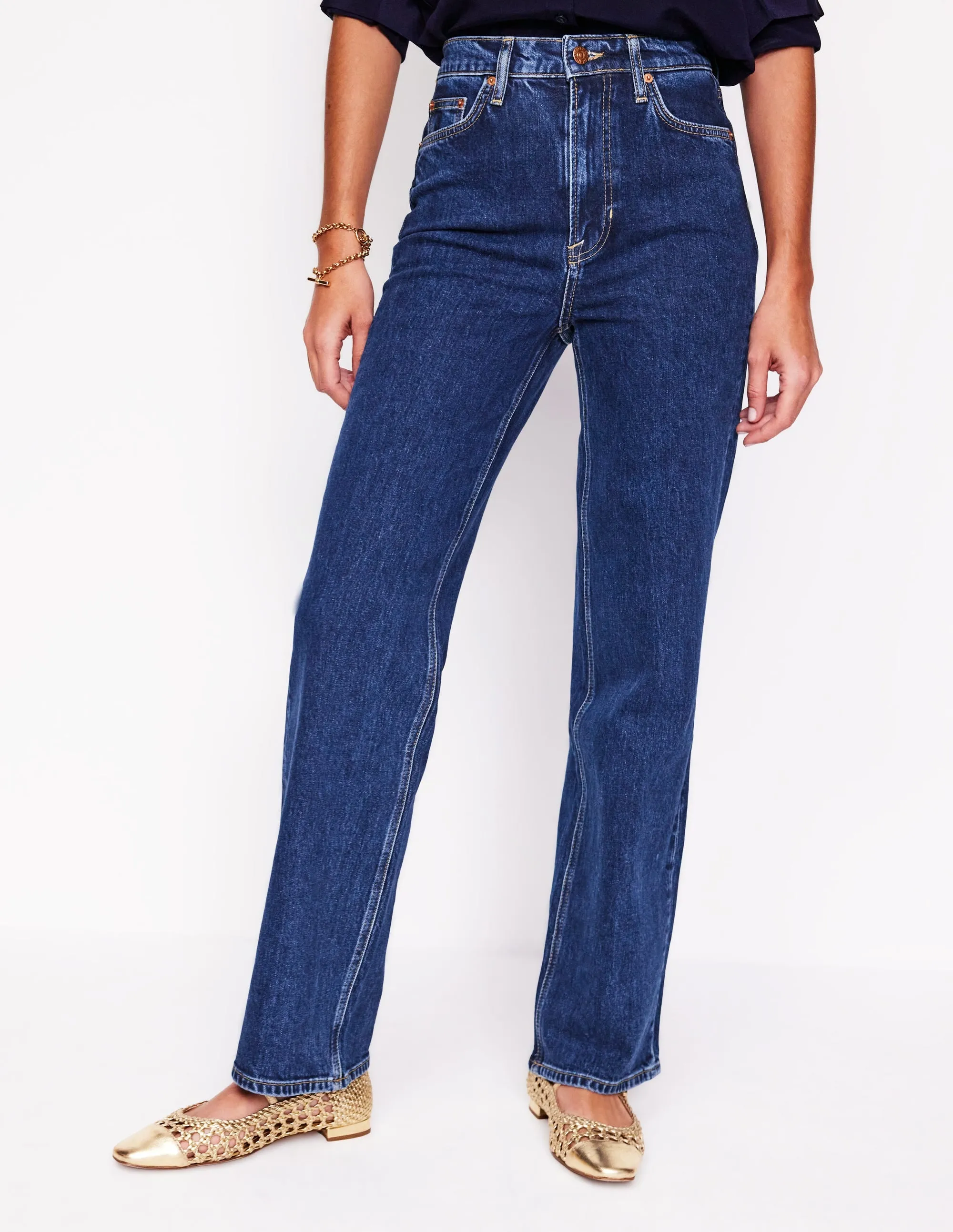 High Rise Column Leg Jeans-Dark Vintage Chill Friendly