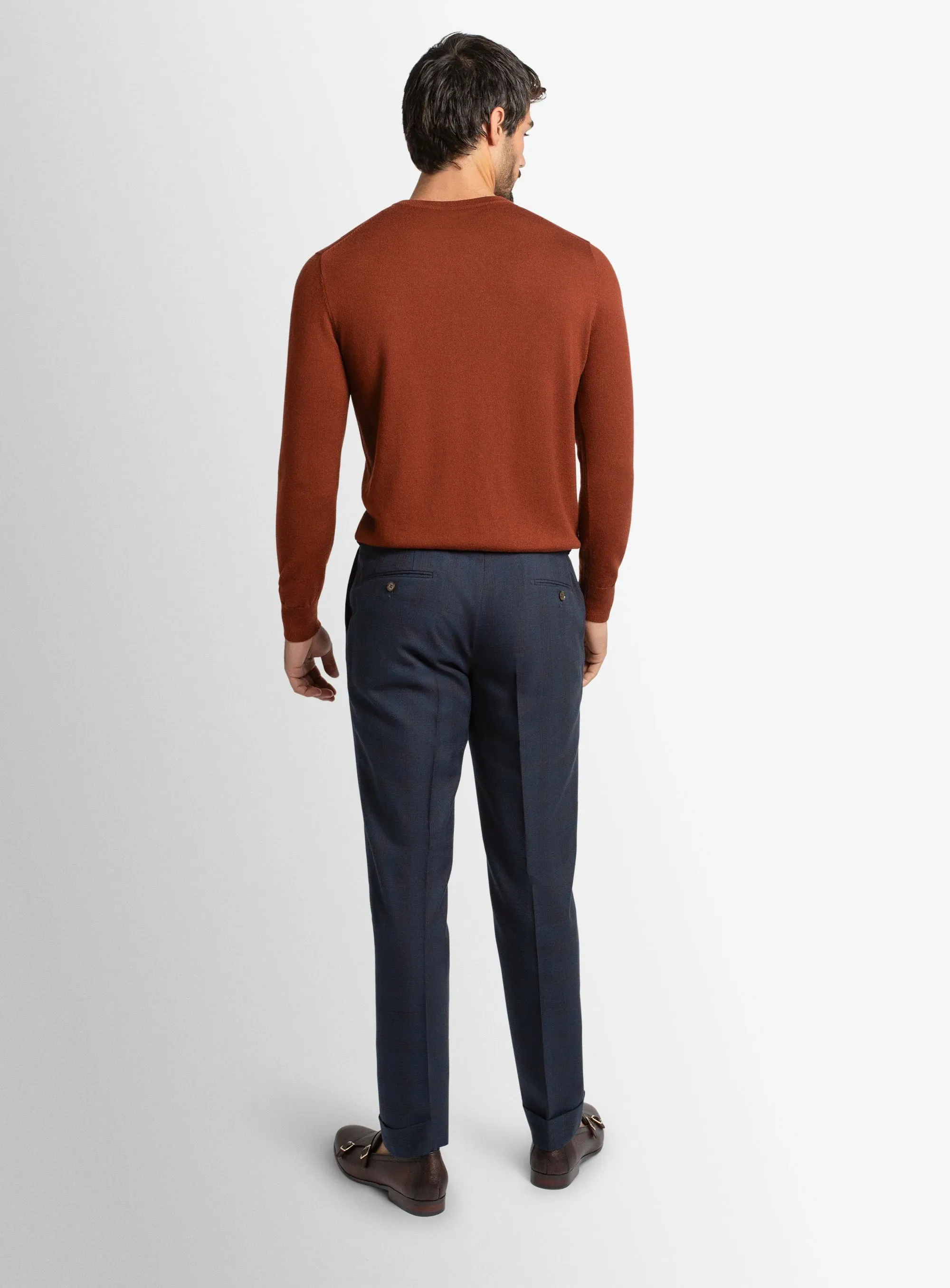 Sienna Plaid Navy Trousers Fade Resistant Dye FadeResistant