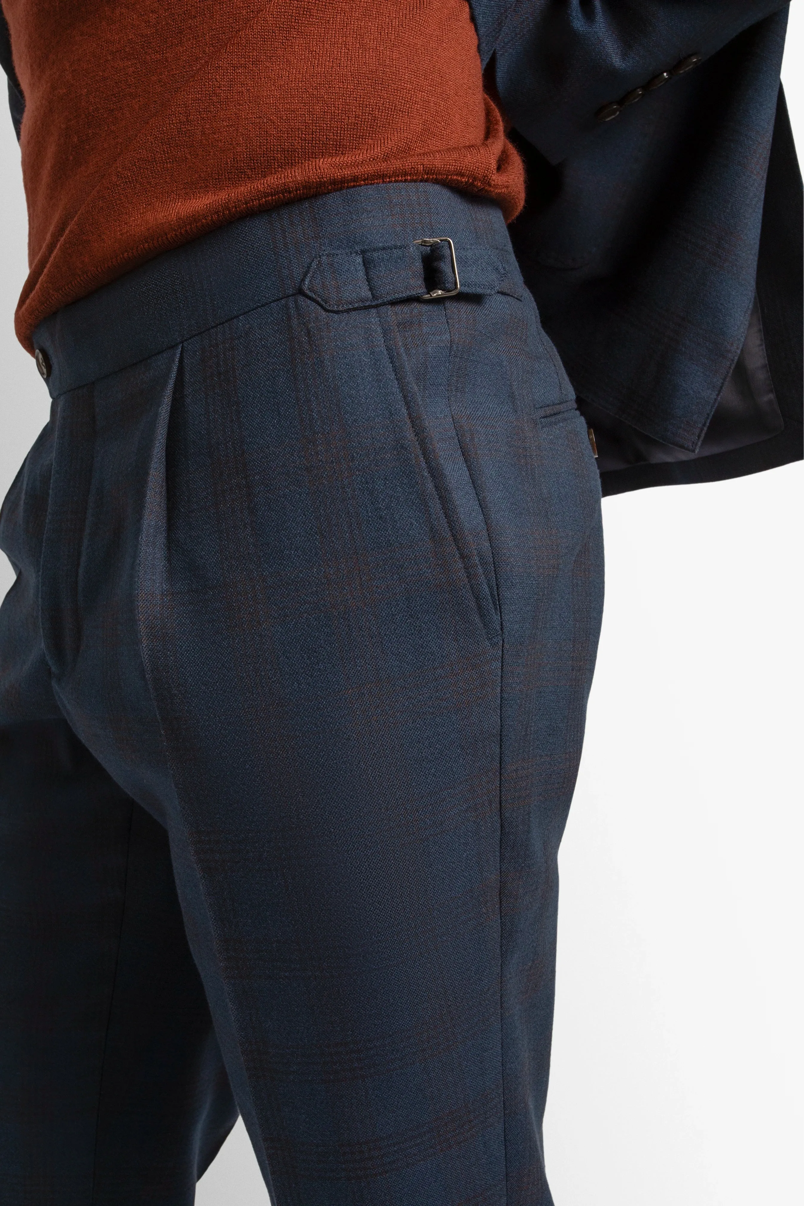 Simple Comfort Zero Waste Manufacturing Sienna Plaid Navy Trousers
