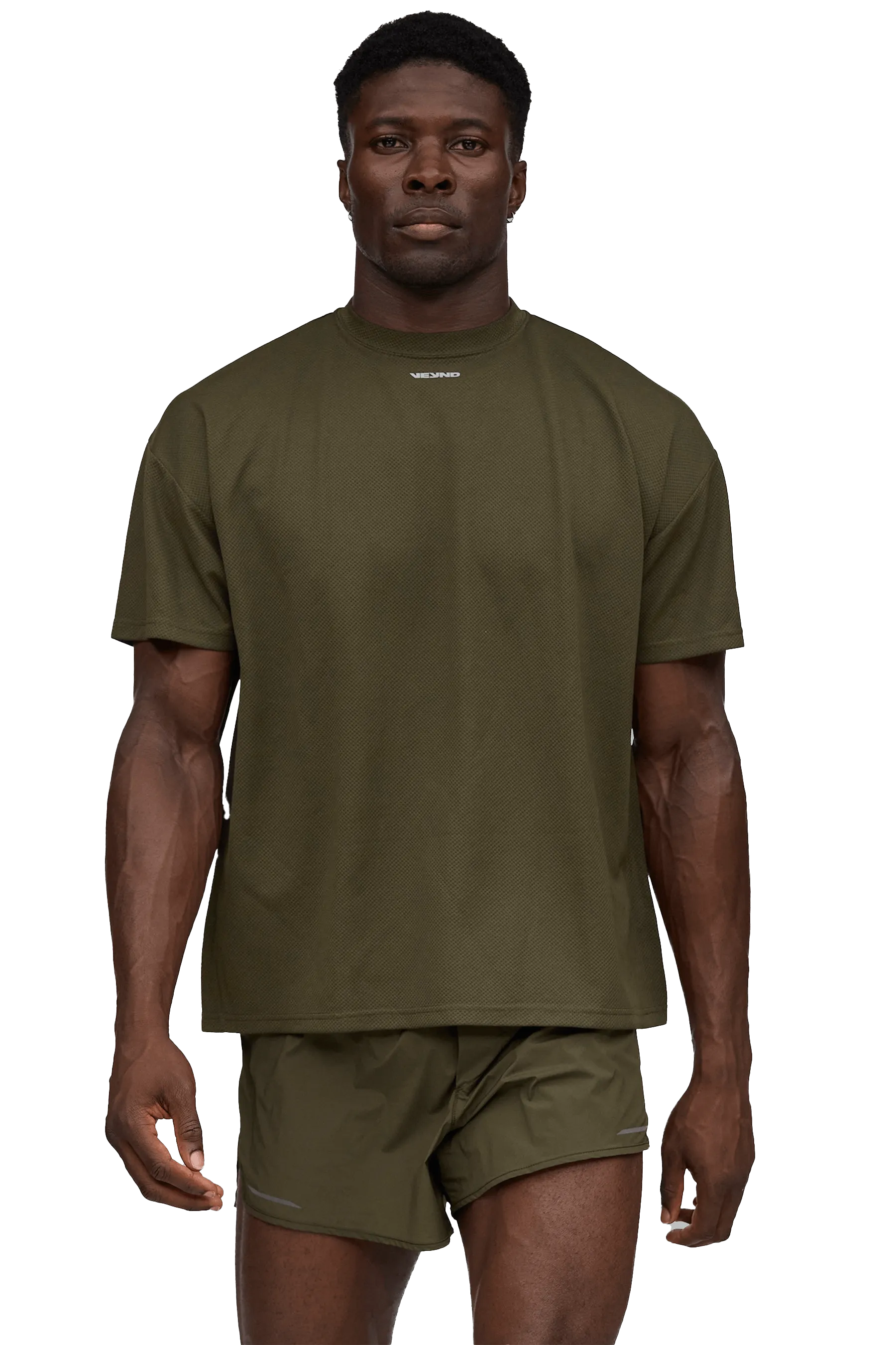 Effortless Style BOXY T-SHIRT CROSS GRAPHIC - Khaki Sublimation Printed