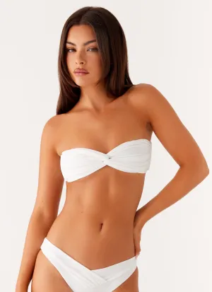Waterfront Escape Delta Bandeau Bikini Top - White