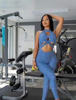 Versatile Outdoor Fine Trendy Denim Ripped Butt Scrunchy Bodysuit (Light Supplex)