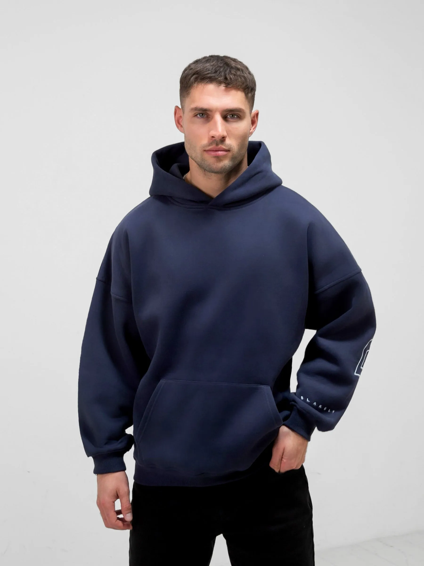 Embroidered Idris Oversized Hoodie - Blue South American style Functional Fashion