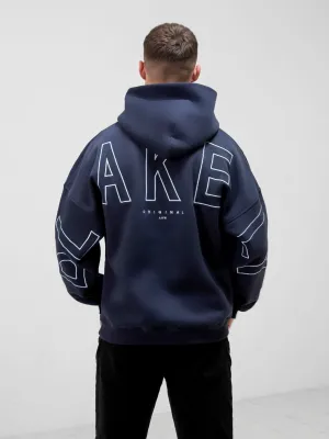 Embroidered Idris Oversized Hoodie - Blue Mobility minimalistic