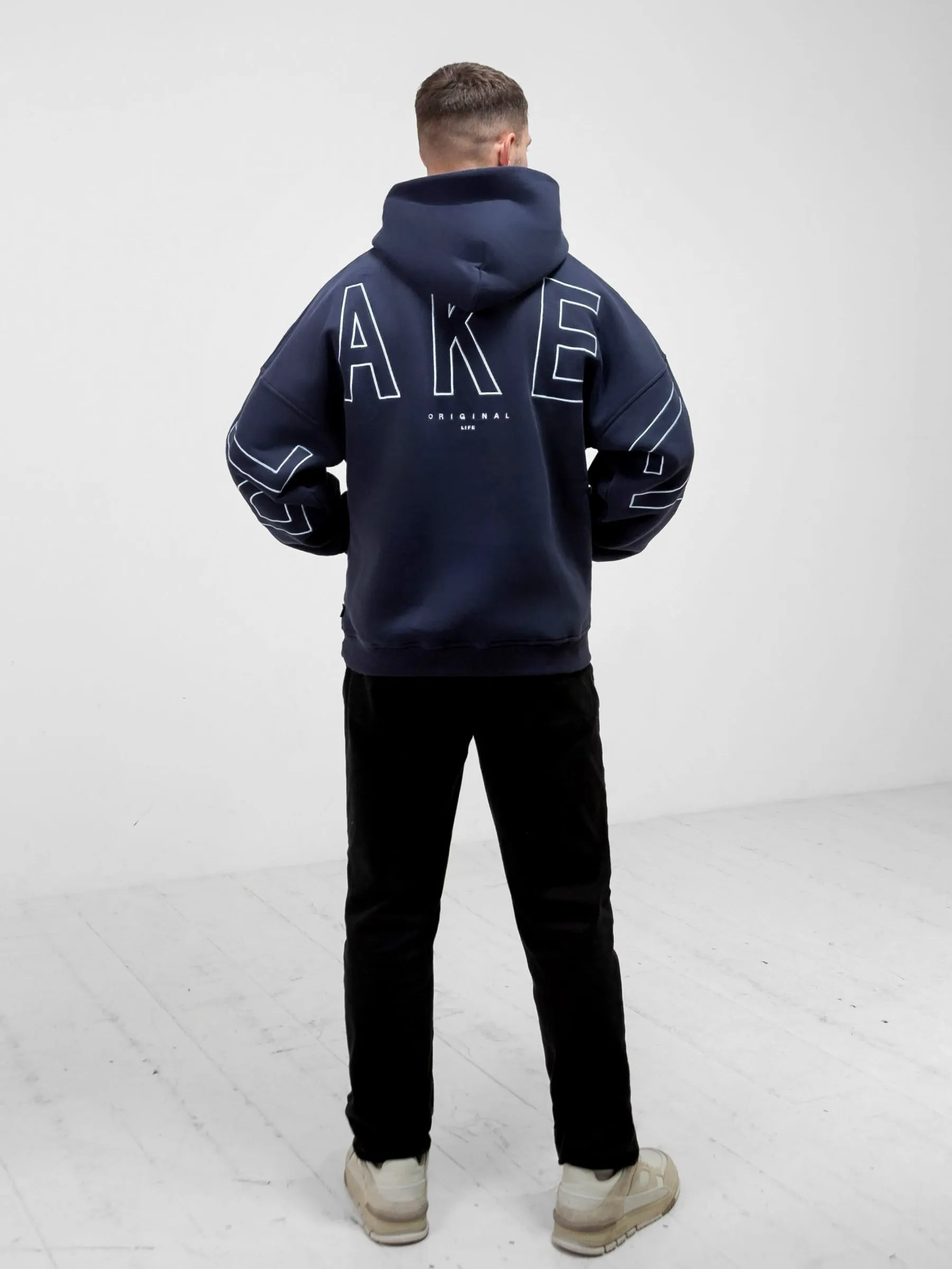 Work From Home Embroidered Idris Oversized Hoodie - Blue