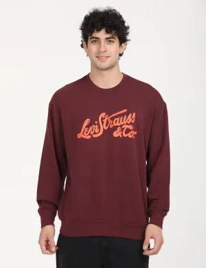 Men's Solid Red Crew Neck Sweatshirt Athlete Favorite Floral Motif