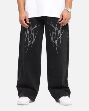 Family Style Elegant Saint Morta Amplus Tribal Rhinestone Jeans Black Shadow