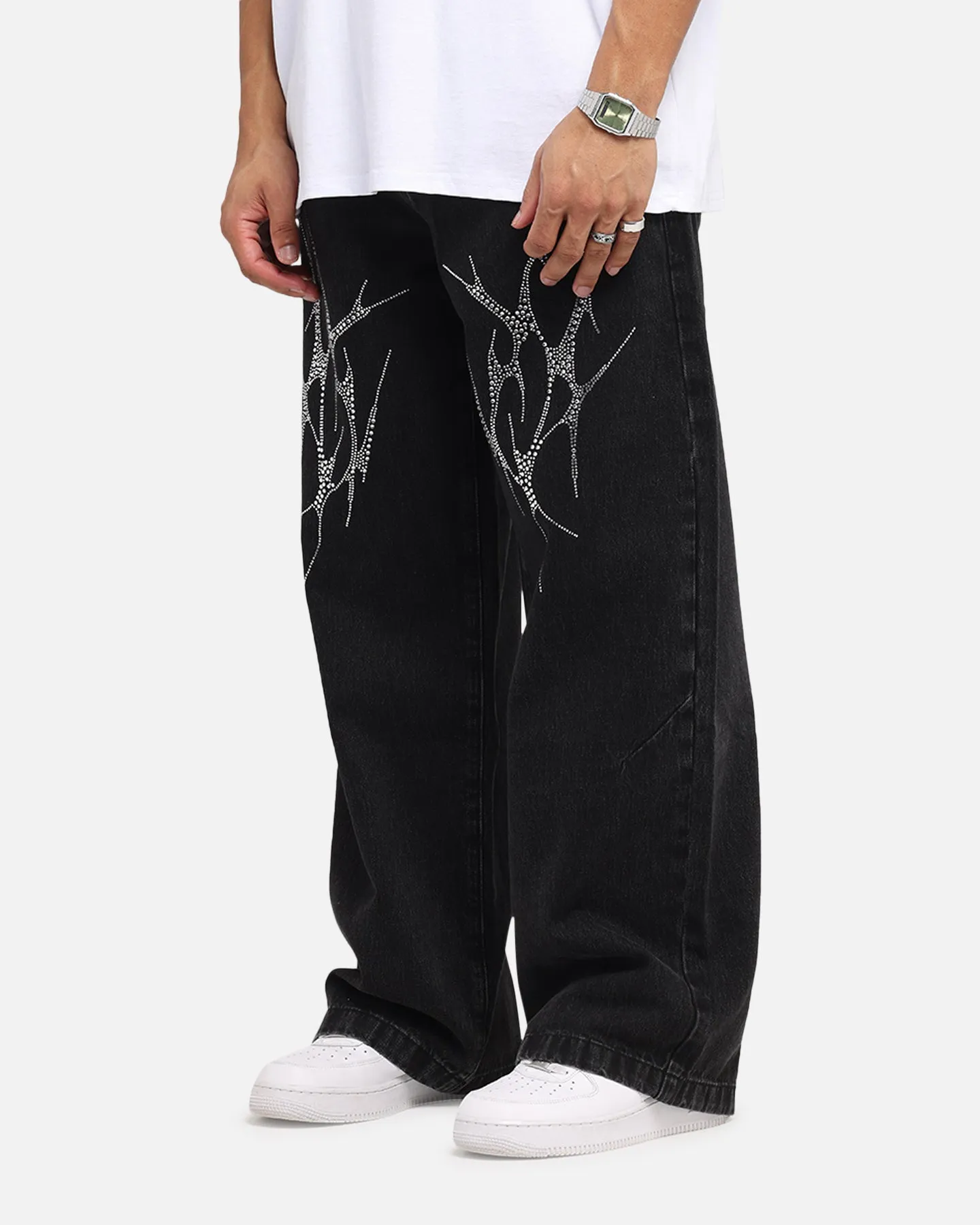 Saint Morta Amplus Tribal Rhinestone Jeans Black Shadow Everyday Neutral Ready Choice
