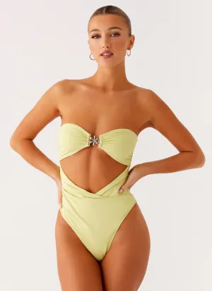Motion Enhancing Cut Holiday Vibes Ocean Tempest One Piece Swimsuit - Lime
