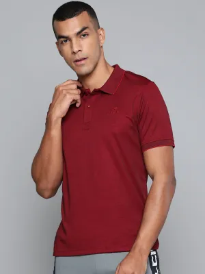 Breathable Underarm Vents Alcis Men Maroon Solid Polo Collar T-shirt