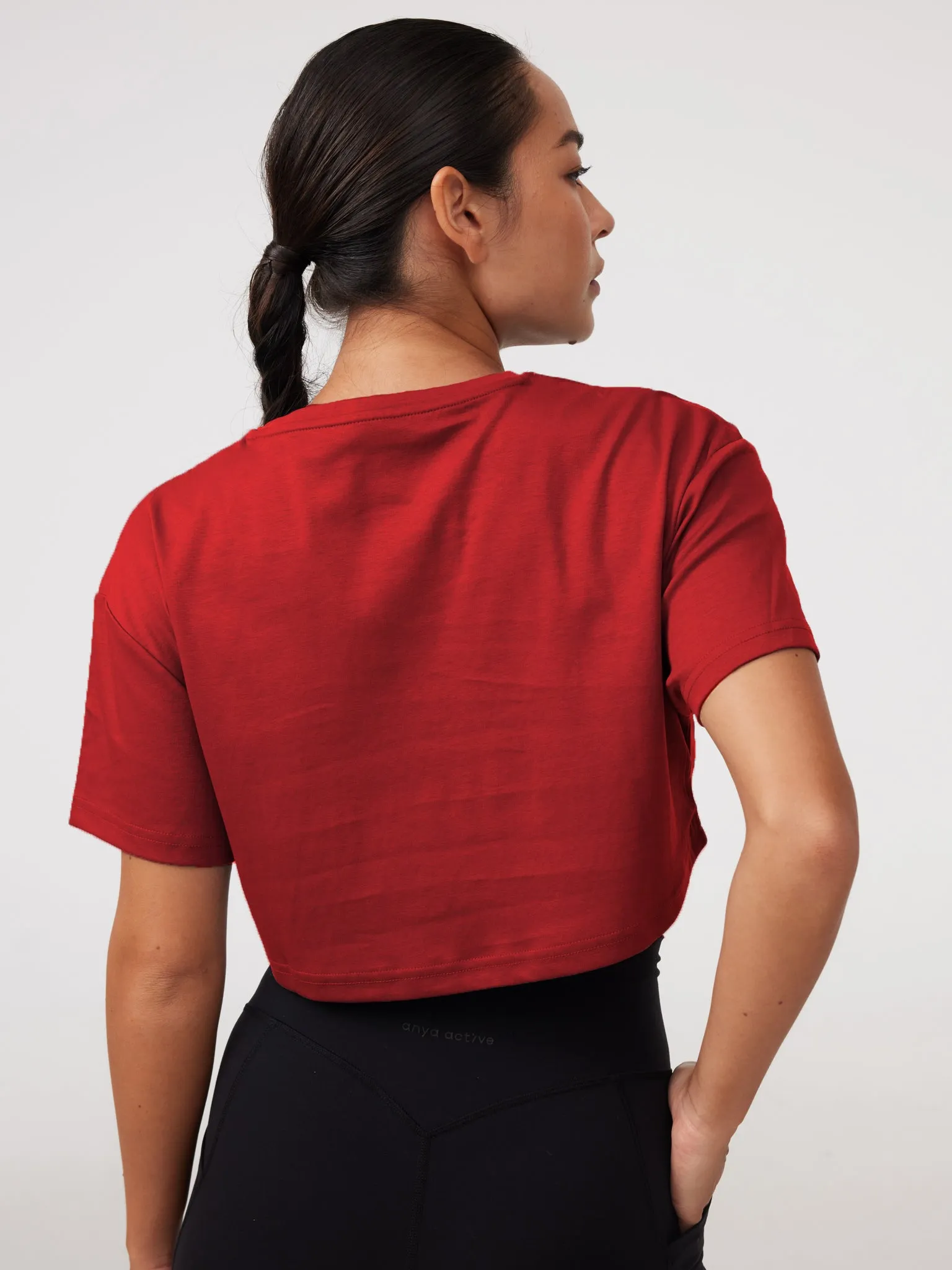 Oversized Crop Tee in Adrenaline Sleek Style Relaxing Fit