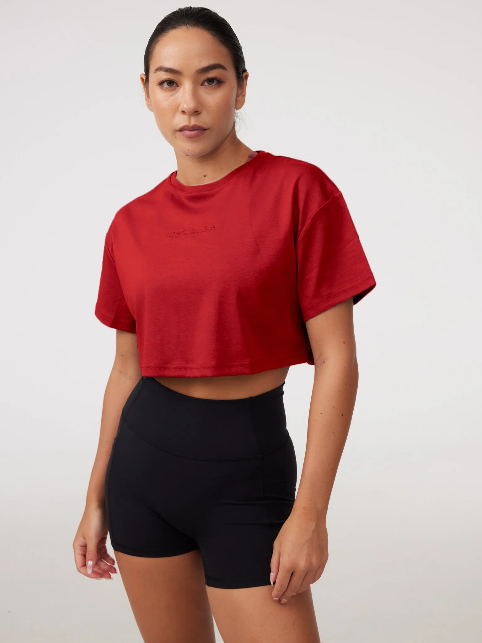 Oversized Crop Tee in Adrenaline Stretchable Armholes