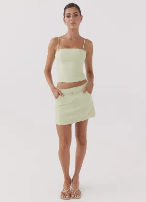 Eliana Suit Mini Skirt - Green Zest Belt Waist