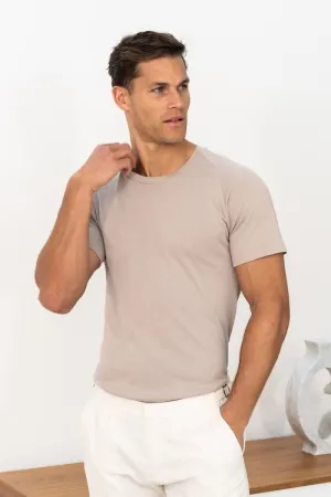 Breathable Look Simple Yet Cozy Knit Look T-Shirt in Stone