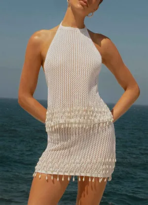 Subtle Charm Influencer-Approved Scorpio Crochet Mini Skirt - Ivory