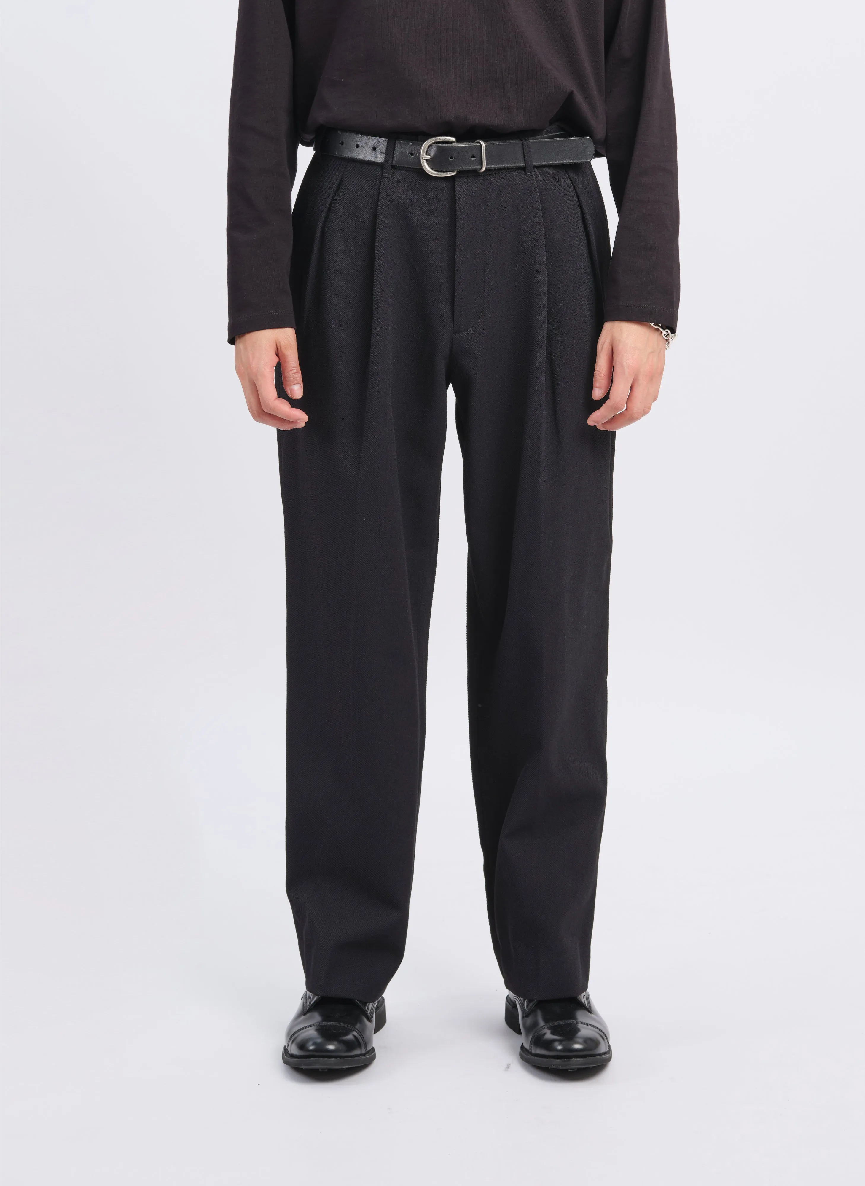 Energy Mood Strong Denim Solotex Garbardine (Work) Wide Tapered Pants [P-15]