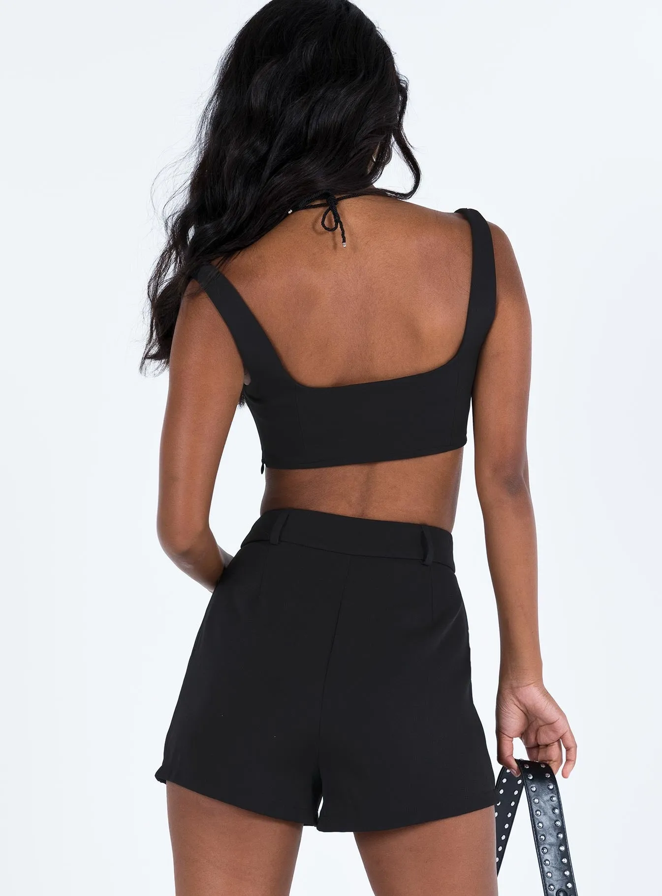 Huxley Short Set Black Flatlock stitching