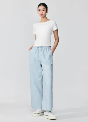 Wrinklefree Wear Denim All Banding Wide Pants