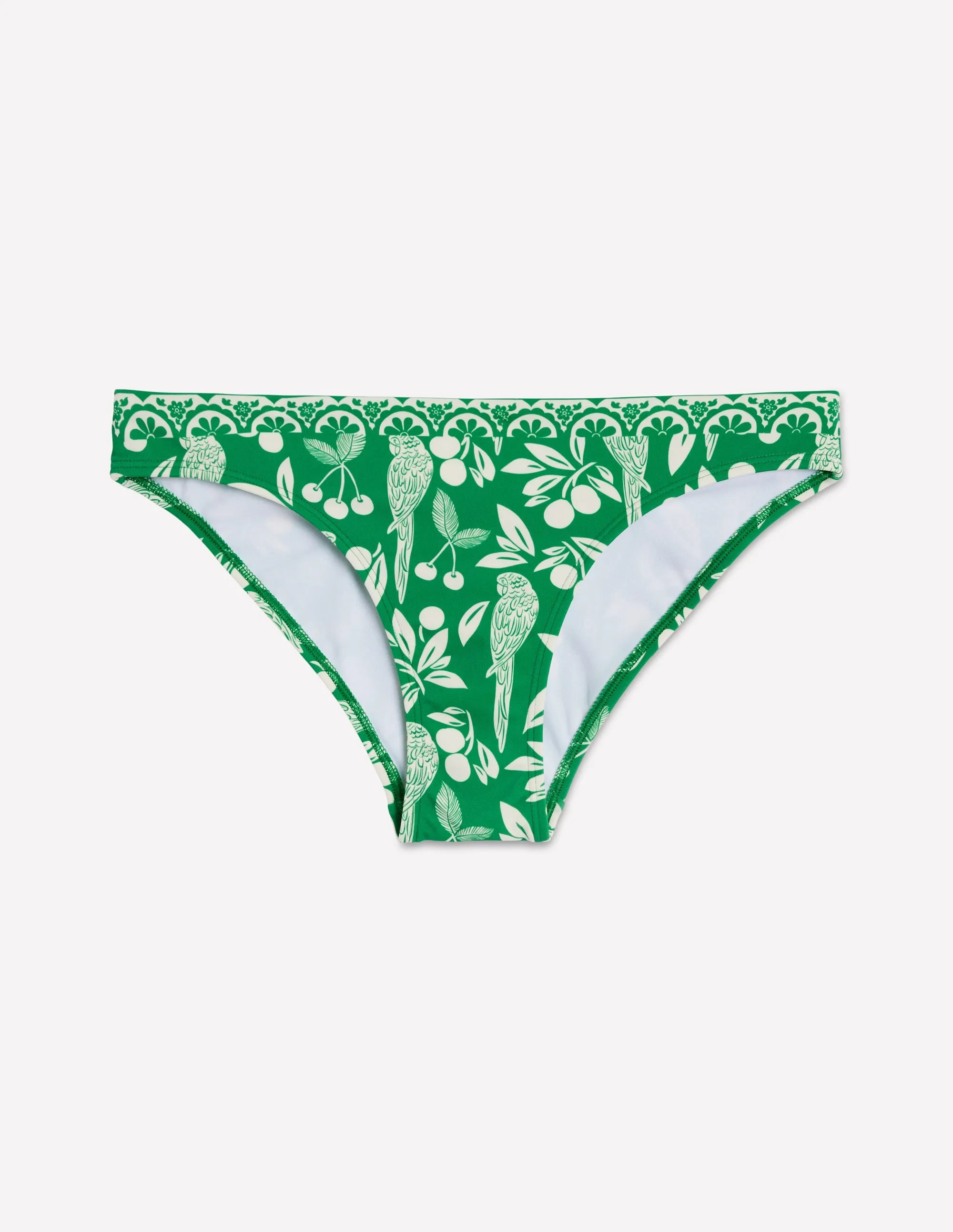 Classic Bikini Bottoms-Rich Emerald, Ornate Tropic Neutral-Tones