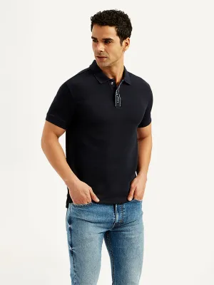 Button Down Collar Men's Solid Slim Fit Polo T-Shirt