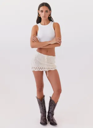Sand And Stars Crochet Mini Skirt - Ivory Smart Fabric