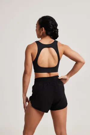 Circle Back Bra 2.0 in Black Sesame Soft Touch Halter neck