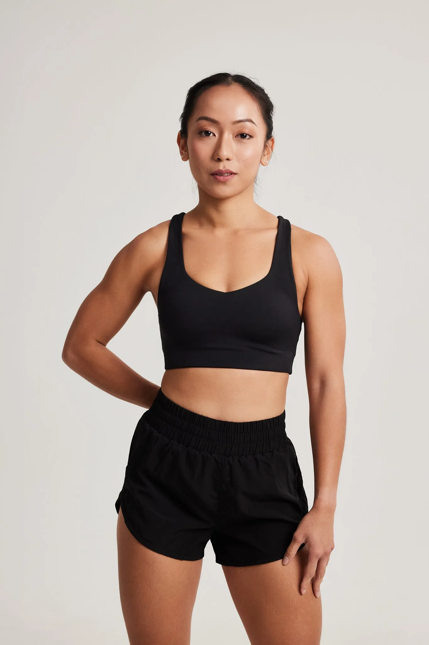 Buttoned Circle Back Bra 2.0 in Black Sesame