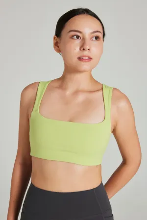 Non Restrictive Movement Easy Wear Square Neck Bra in Zest