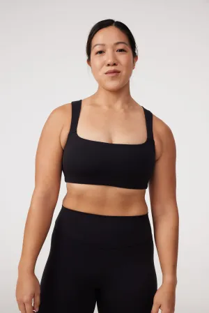 Square Neck Bra in Black Sesame Smooth Finish