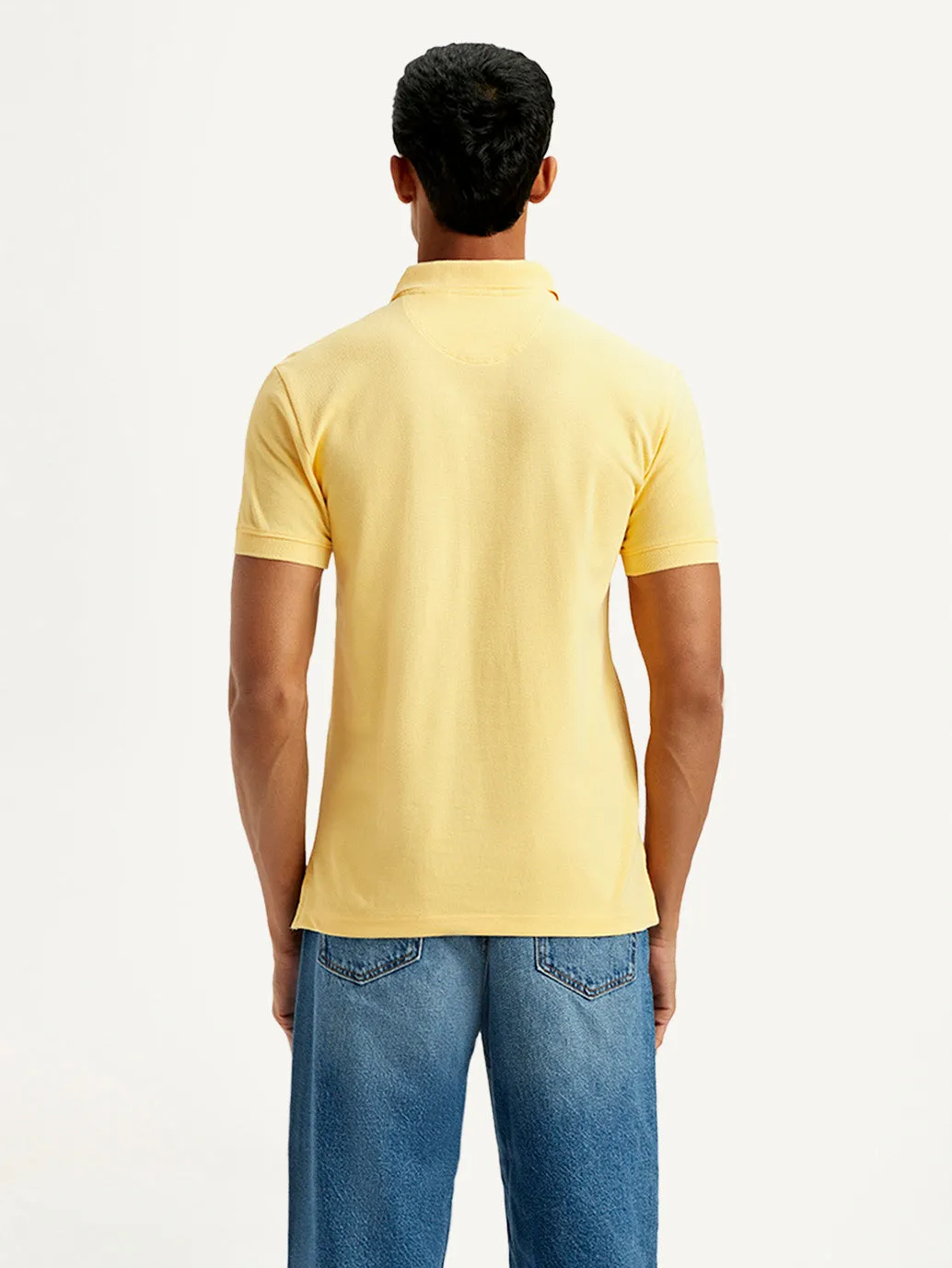 Stylish Neckline Soft Jersey Fabric Men's Solid Slim Fit Polo T-shirt