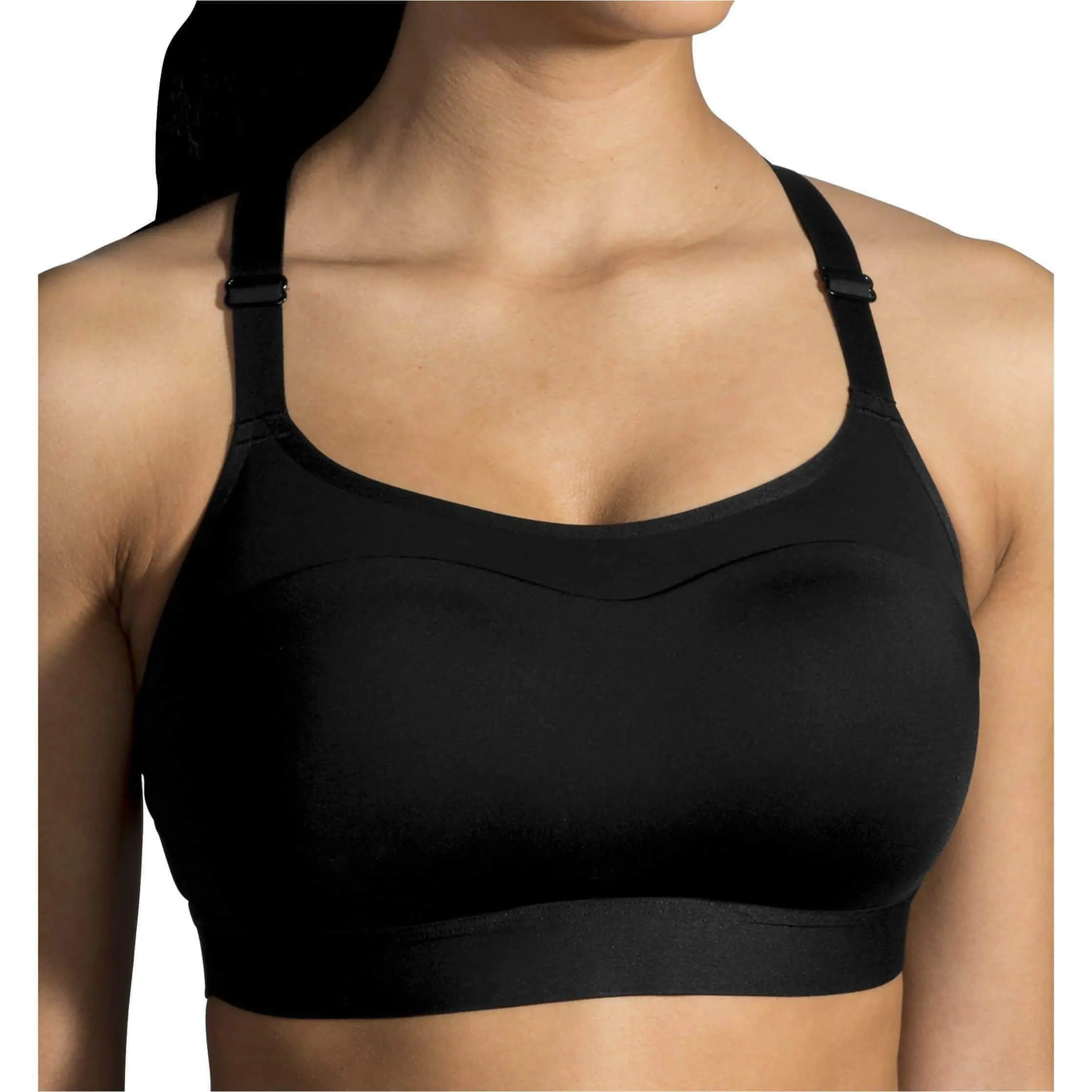 Brooks Dare Racerback Womens Sports Bra - Black Secure Material Supportive Closure