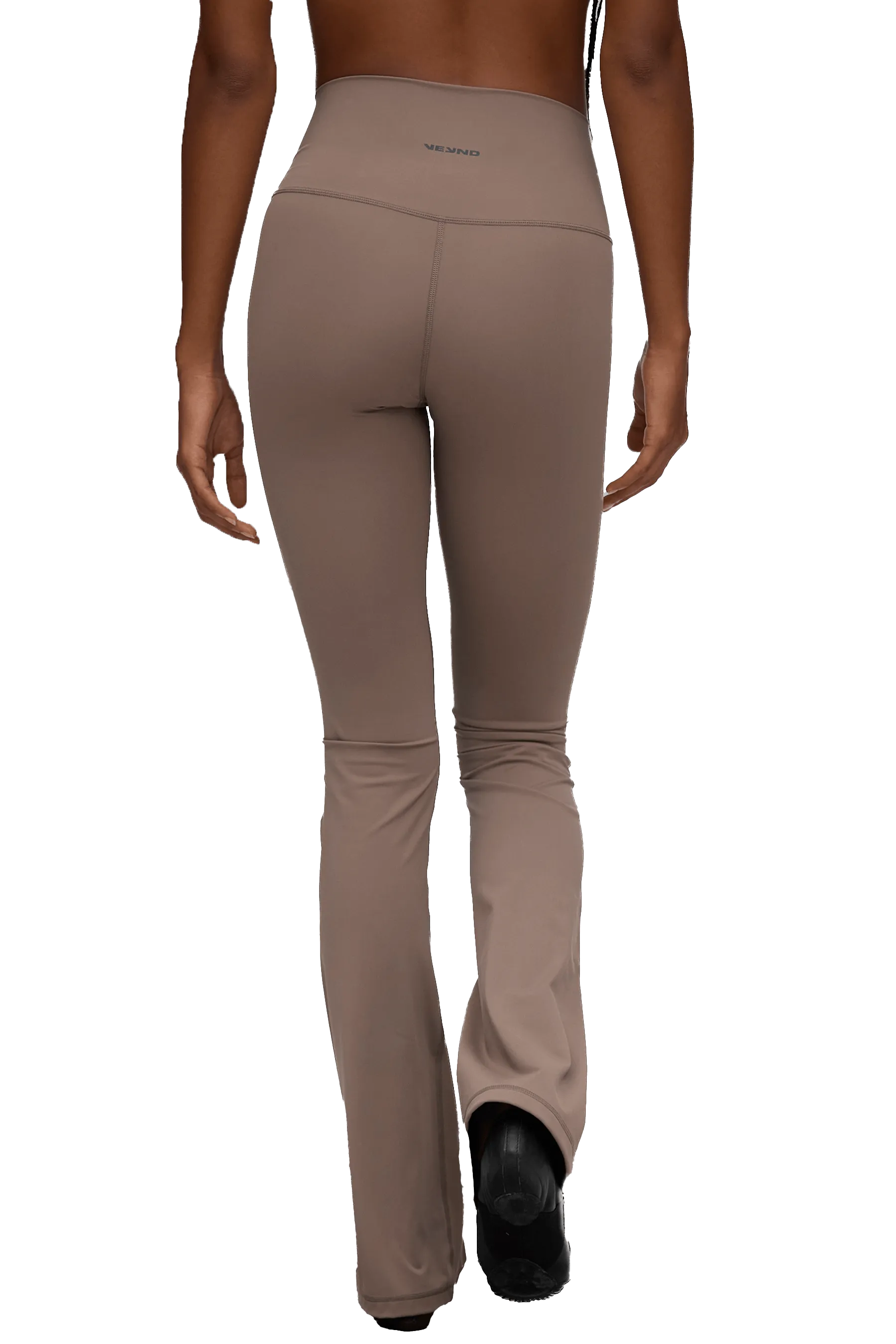 Elastic Waistband Design FLARED LEGGINGS - Tan