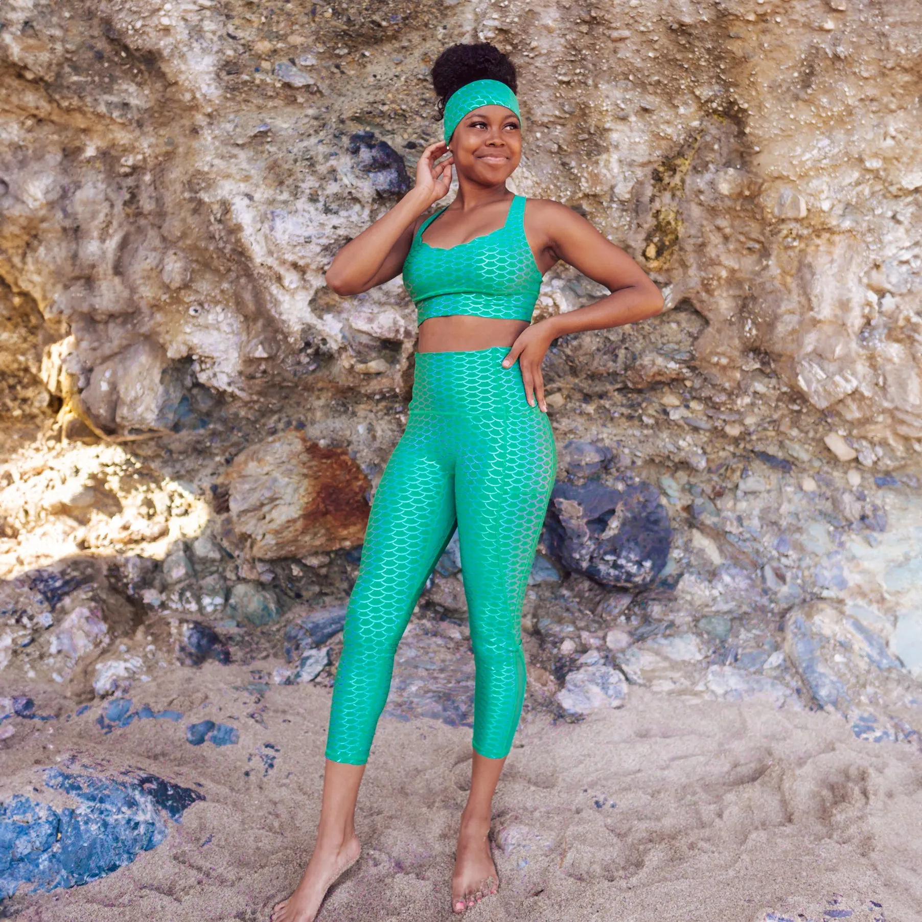 Mermaid Princess Leggings - Green Motion Fabric Fitness Lover Stretch Fit