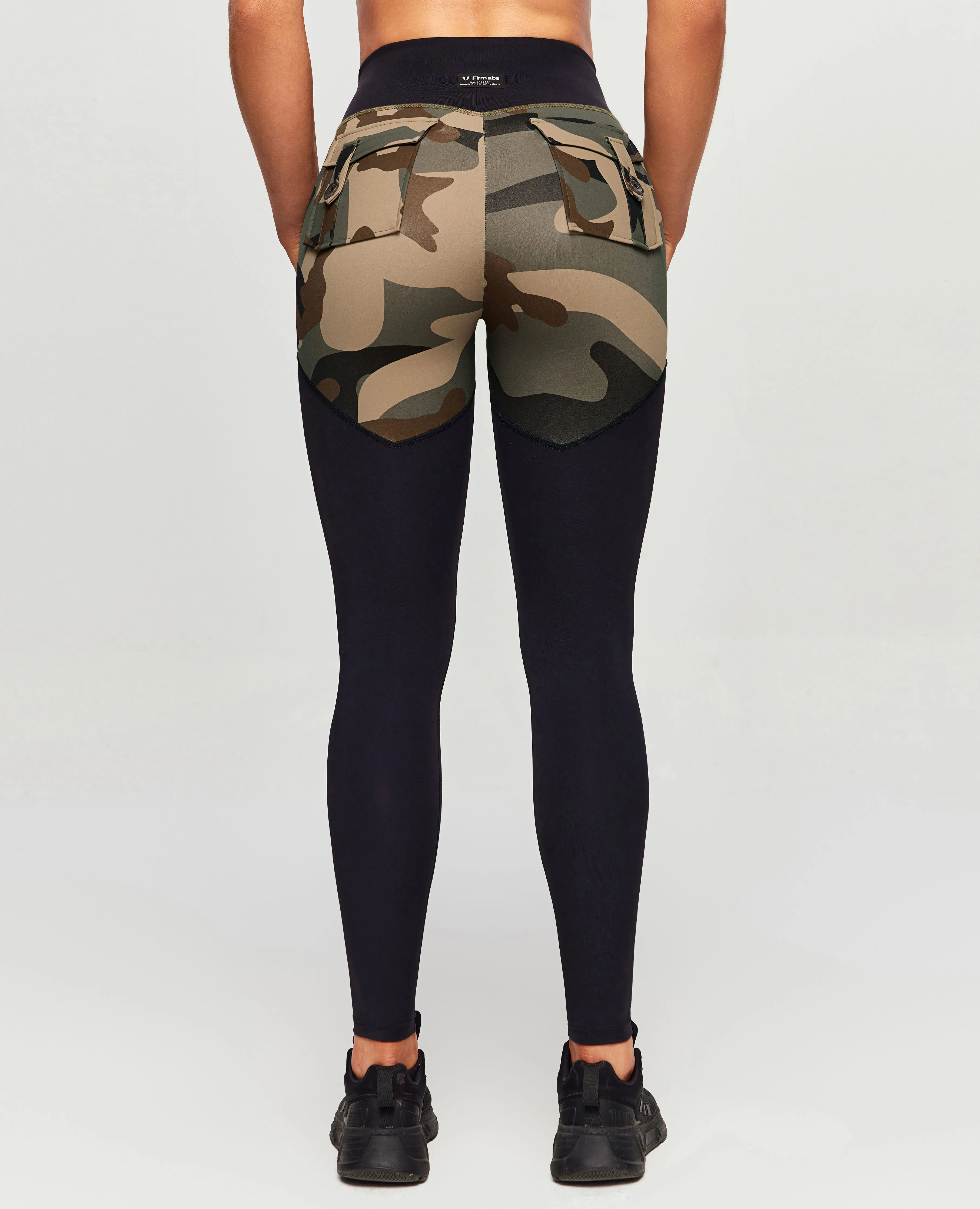 V-Waist Gym Leggings - Coffee Camo Pure Motion Full length