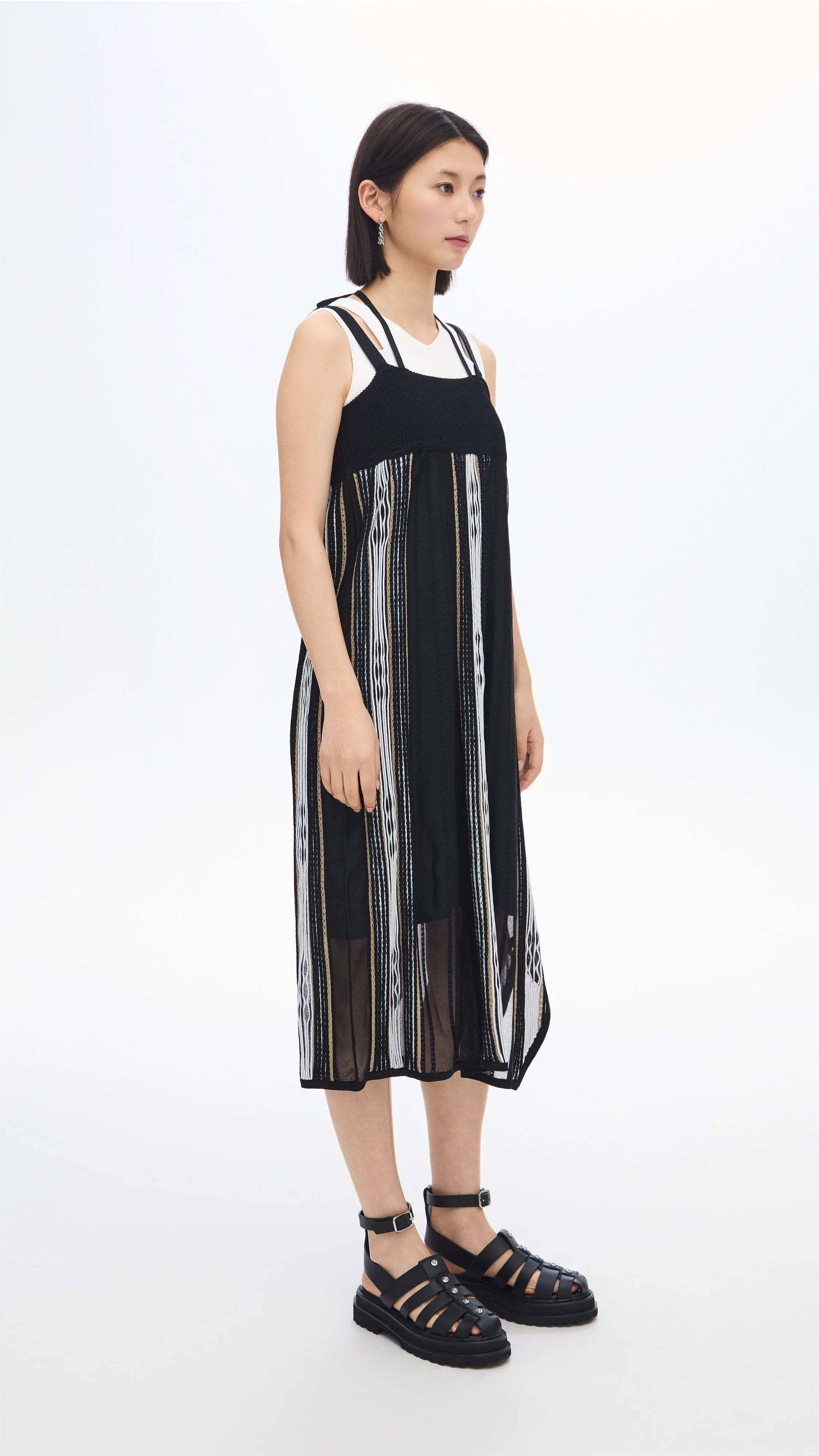 Pattern Knit Dress TaglessLabel Smooth Line