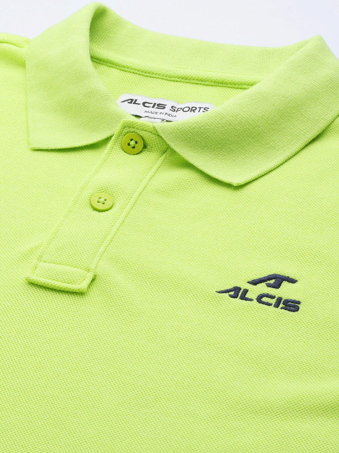 Layering Staple Alcis Men Lime Green Typography Printed Polo Collar Slim Fit T-shirt