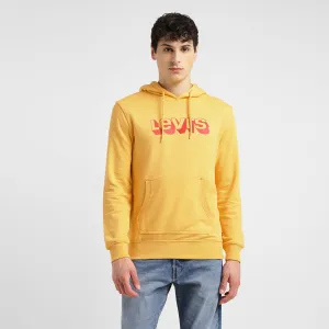 Men's Brand Logo Yellow Hooded Sweatshirt tropical style