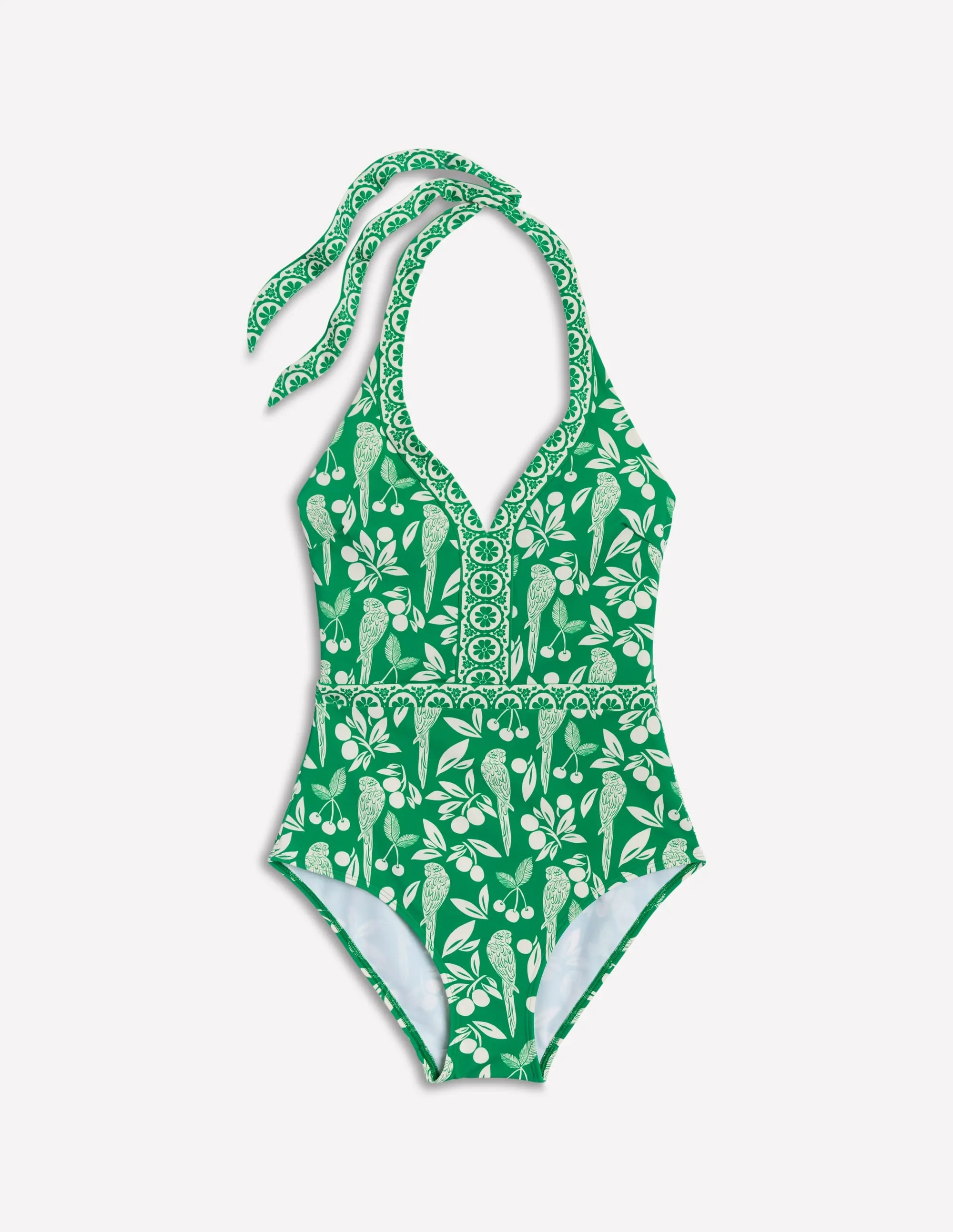 Water Play Ios V Panel Swimsuit-Rich Emerald, Ornate Tropics