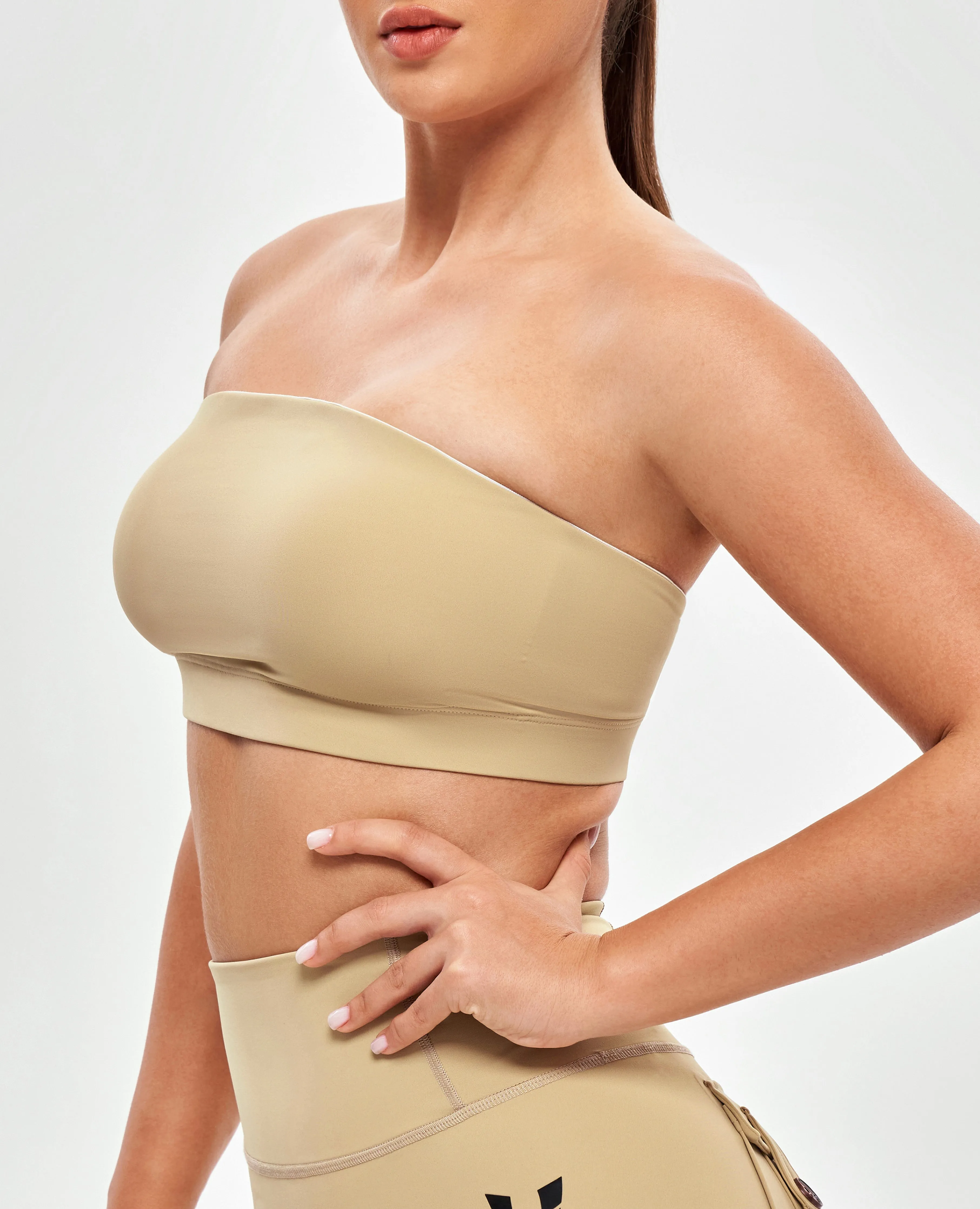 Oversized fit seams Strapless Sports Bra - Khaki Yellow