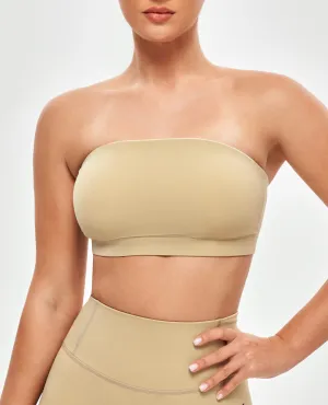 Shape Retention Breathable mesh Strapless Sports Bra - Khaki Yellow