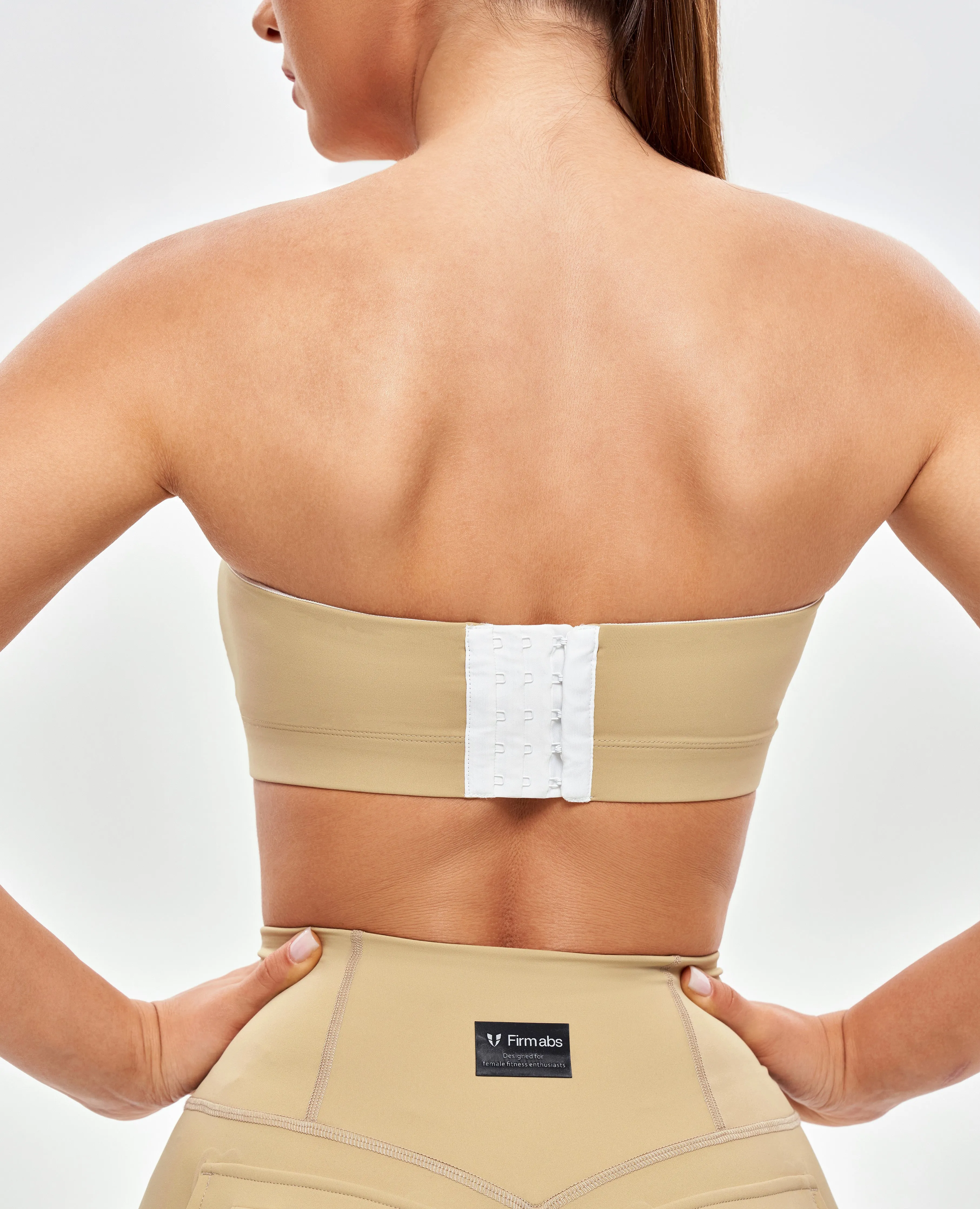 Anti Chafe Lining Adjustable Fabric Strapless Sports Bra - Khaki Yellow
