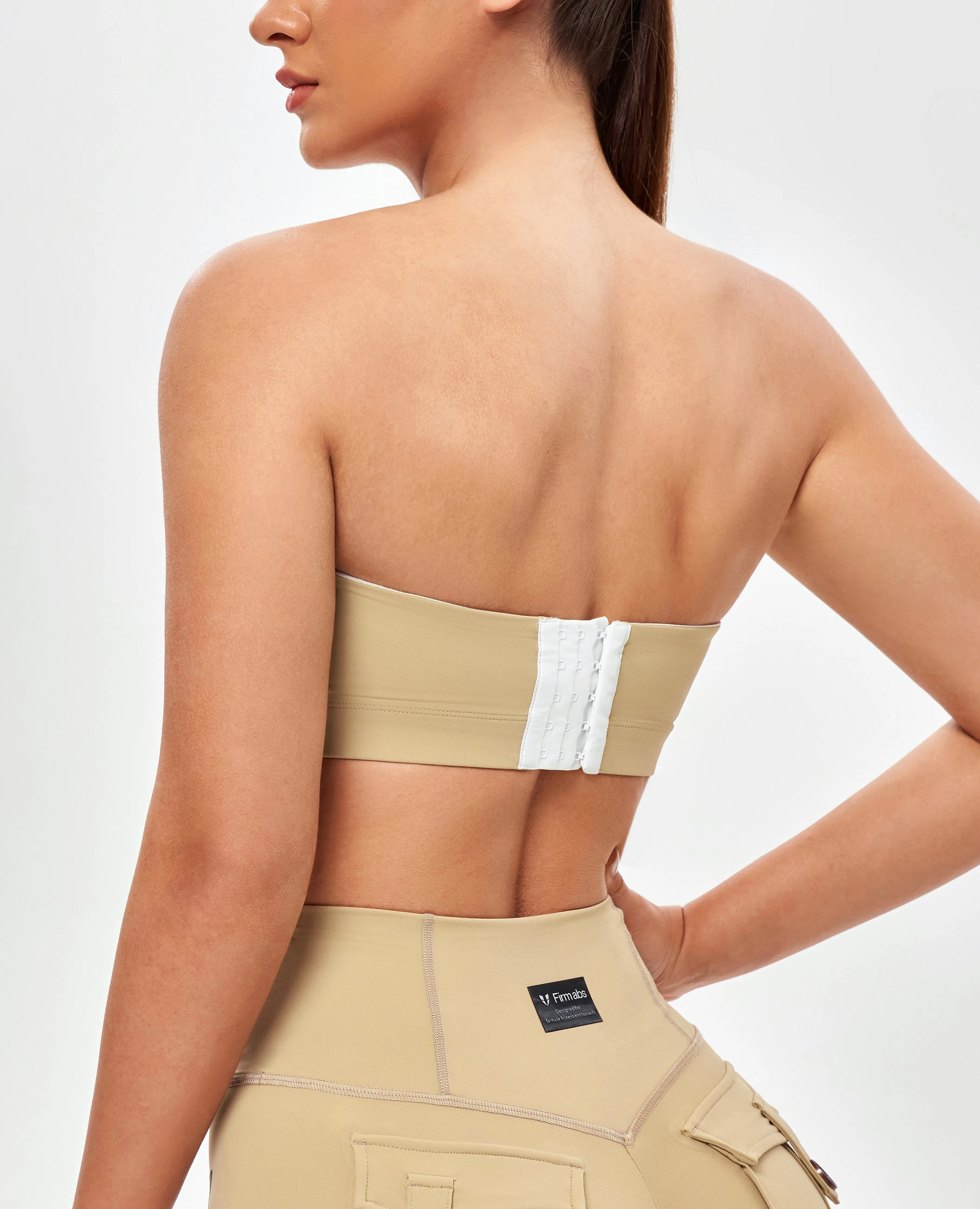 Lightweight Padding Strapless Sports Bra - Khaki Yellow