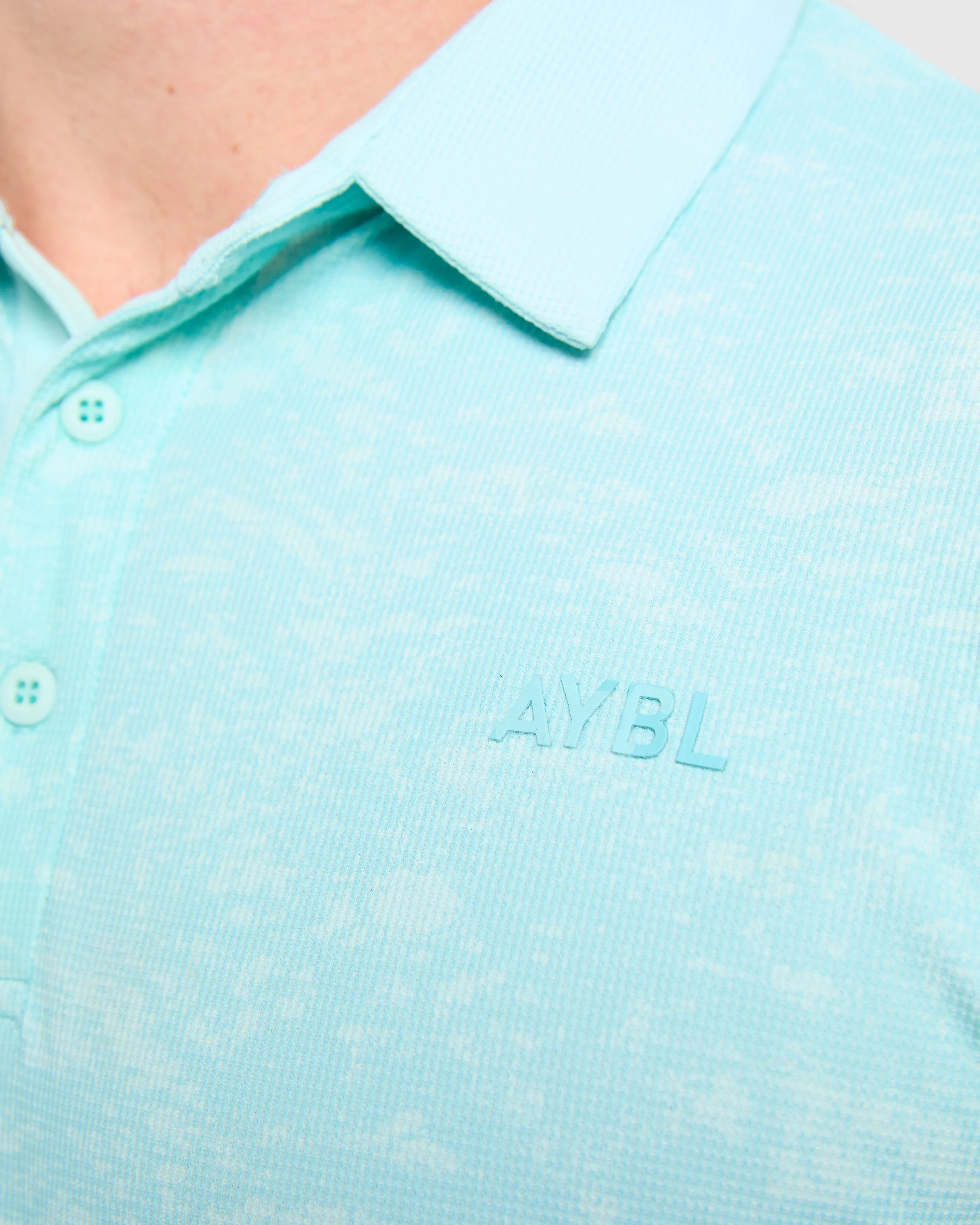 Precision Texture Polo - Summer Blue Button-Down Collar
