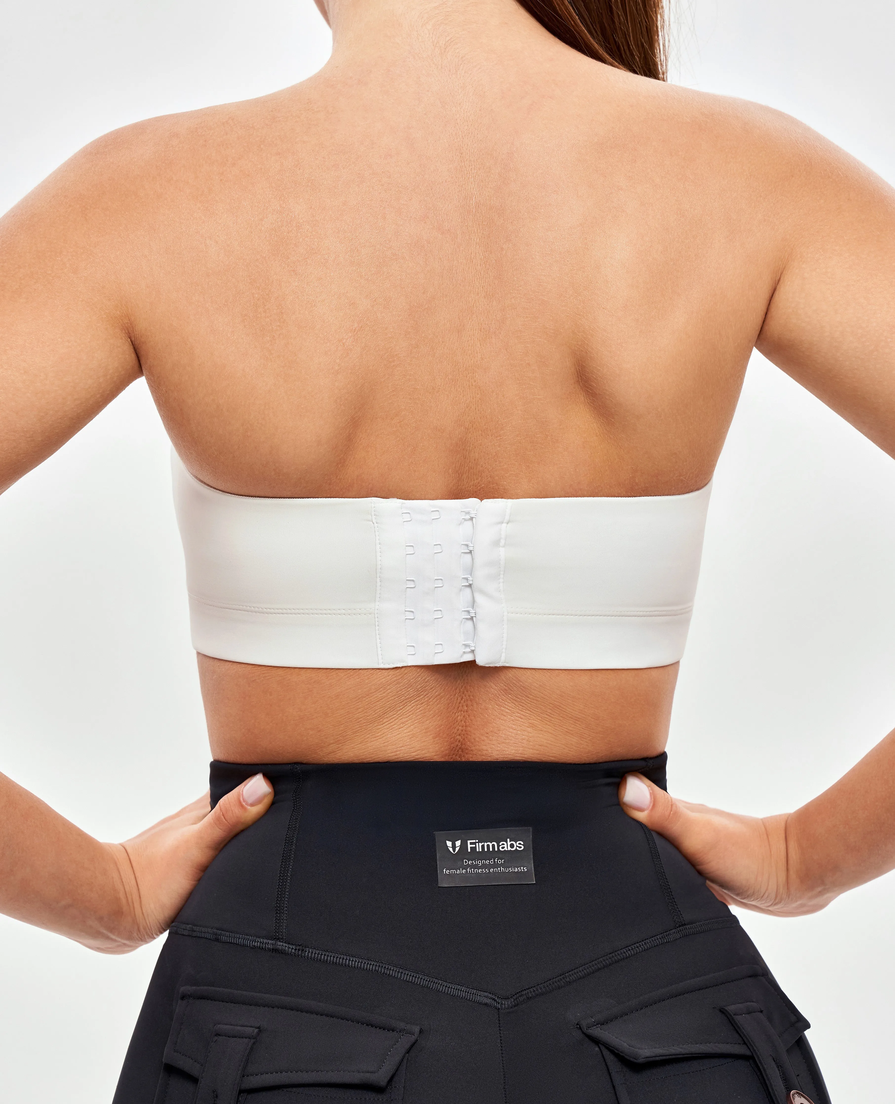 Round neck seams Secure Hold Strapless Sports Bra - White