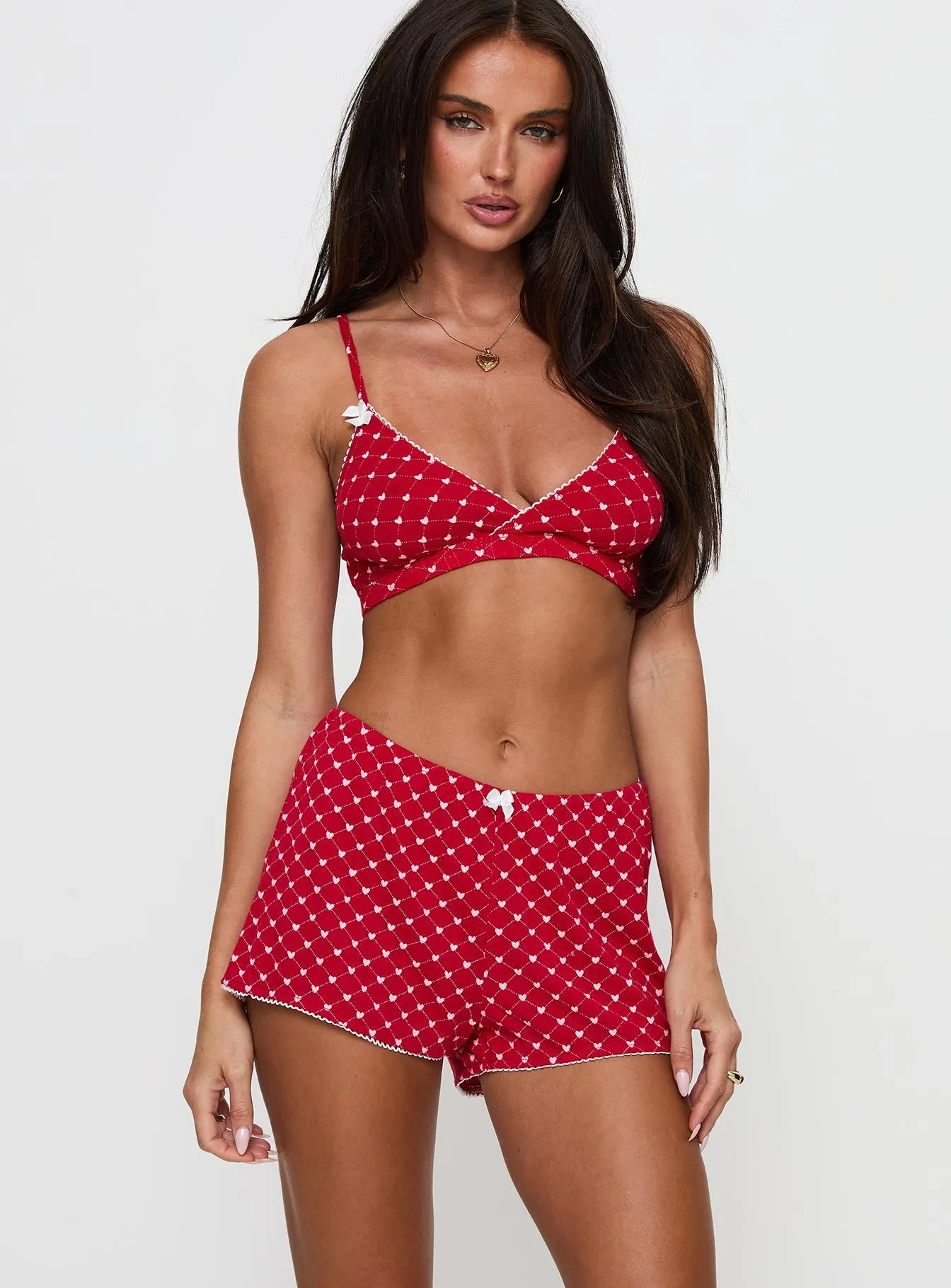 Slow Start Pointelle Sleep Short Red Snow Core Flight Fit