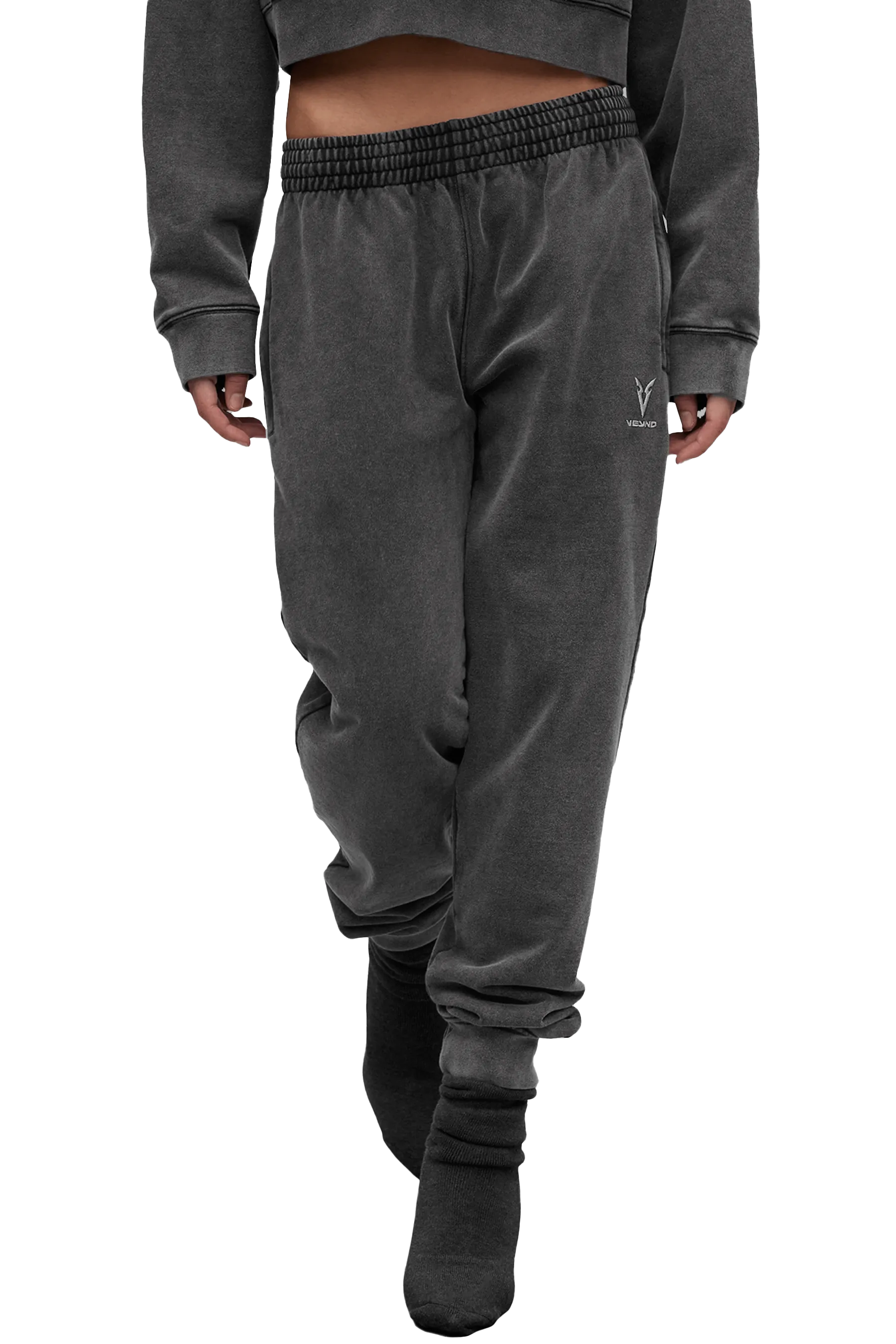 JOGGERS - Gray Vintage Formal Look Elastic waist